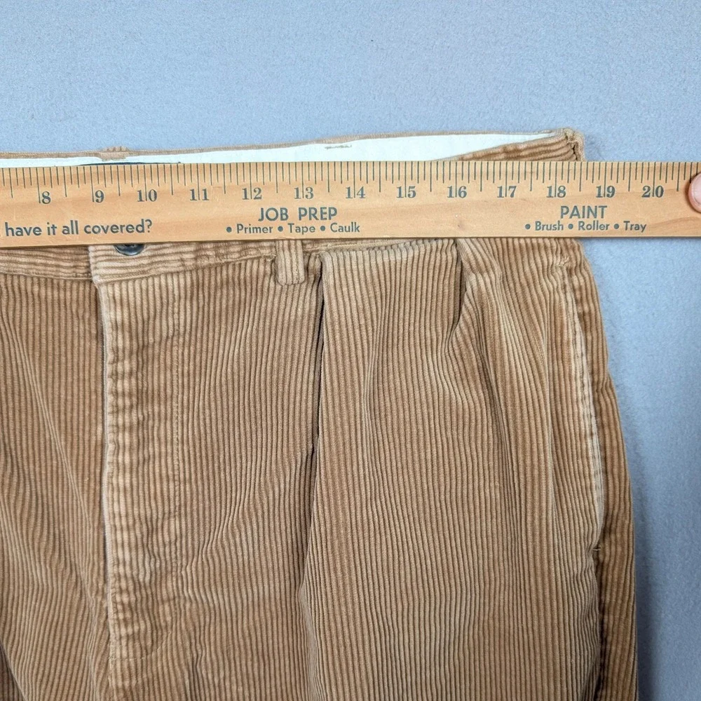 Vintage‎ Polo Ralph Lauren Andrew Pants Men 38x32 Tan Corduroy Pleated Trousers